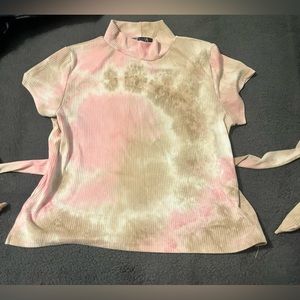 Pink swirl open back crop top